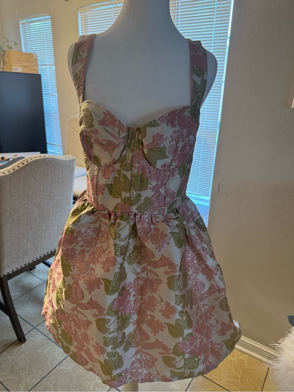 Beautiful Fate floral jacquard hoco cocktail dress